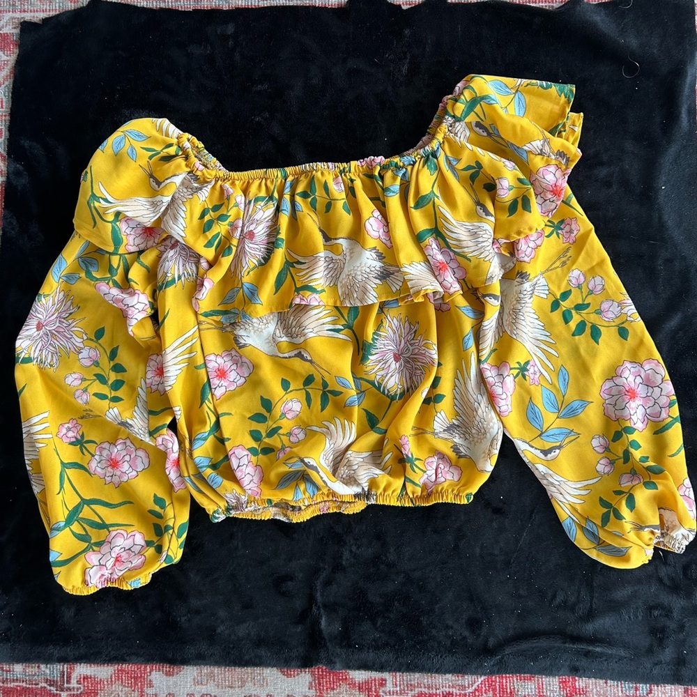 Yellow Floral Off-Shoulder Blouse